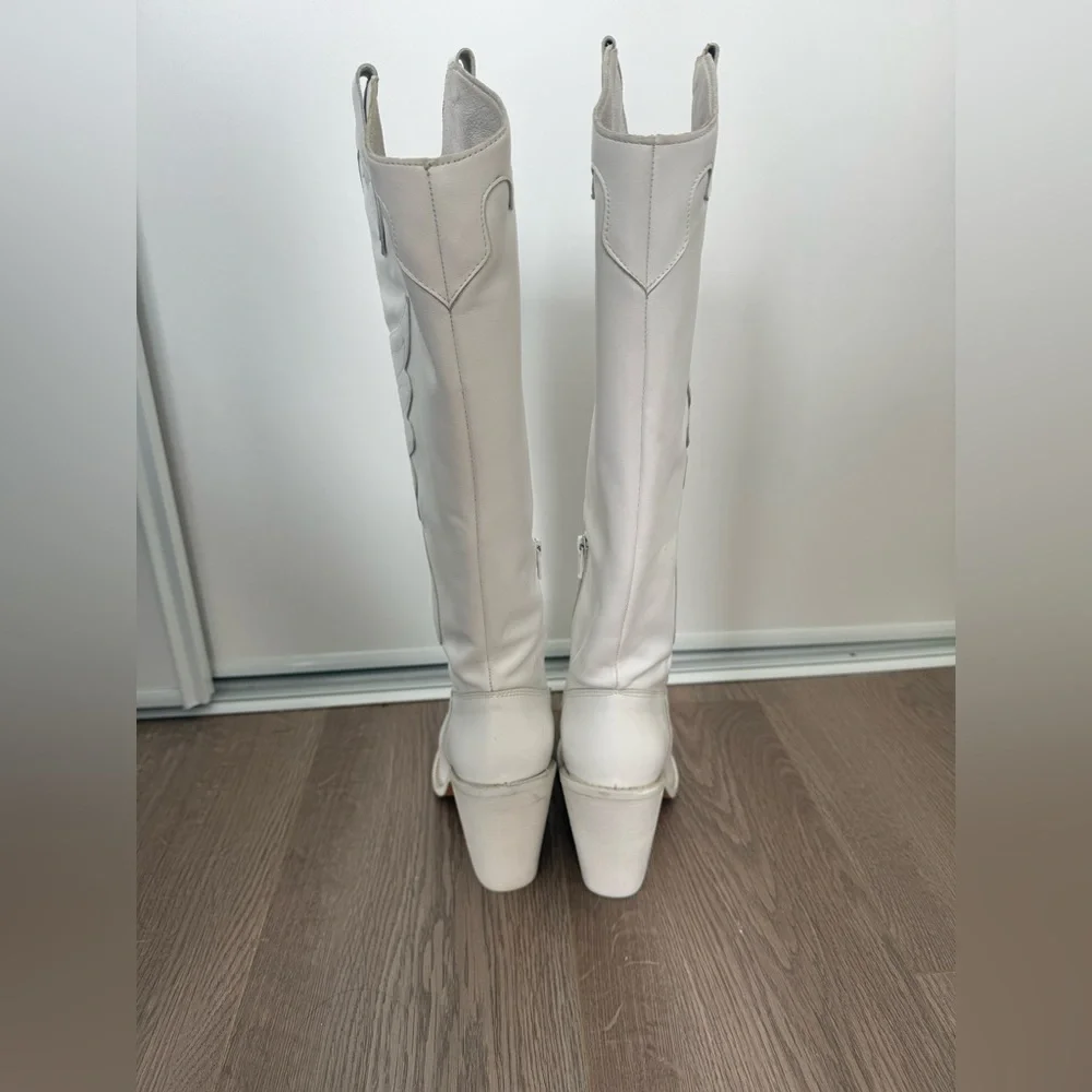 L’intervalle White Leather Cowboy Boots - Picture 3 of 5